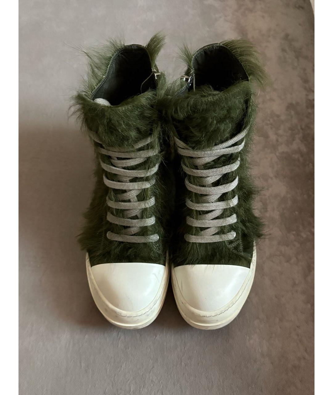 RICK OWENS Зеленые высокие кроссовки / кеды, фото 2