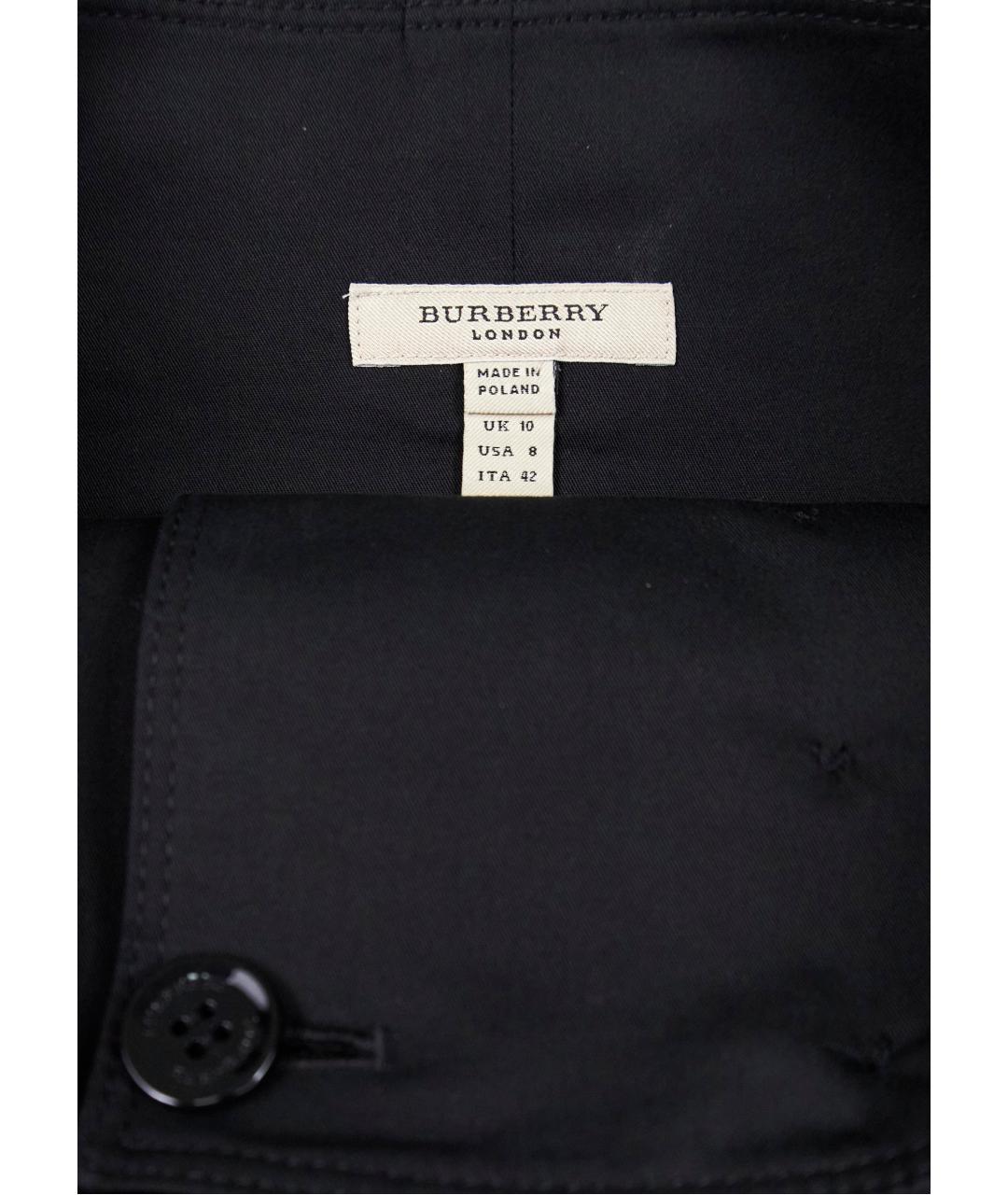 BURBERRY Черная хлопко-эластановая юбка мини, фото 3