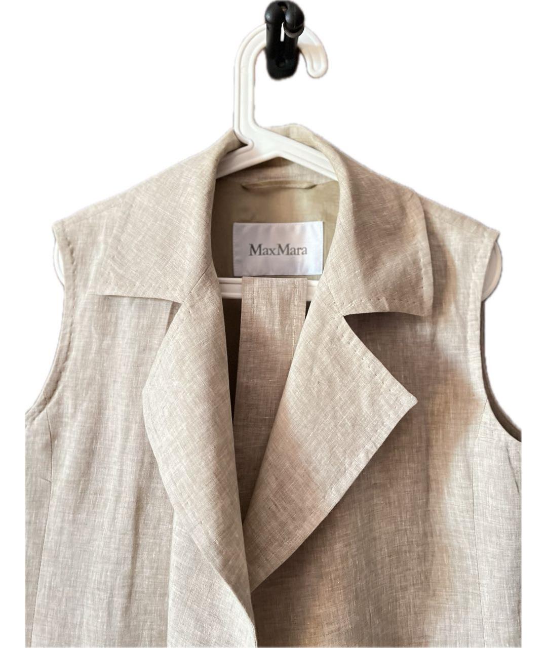 MAX MARA Бежевый льняной жилет, фото 3