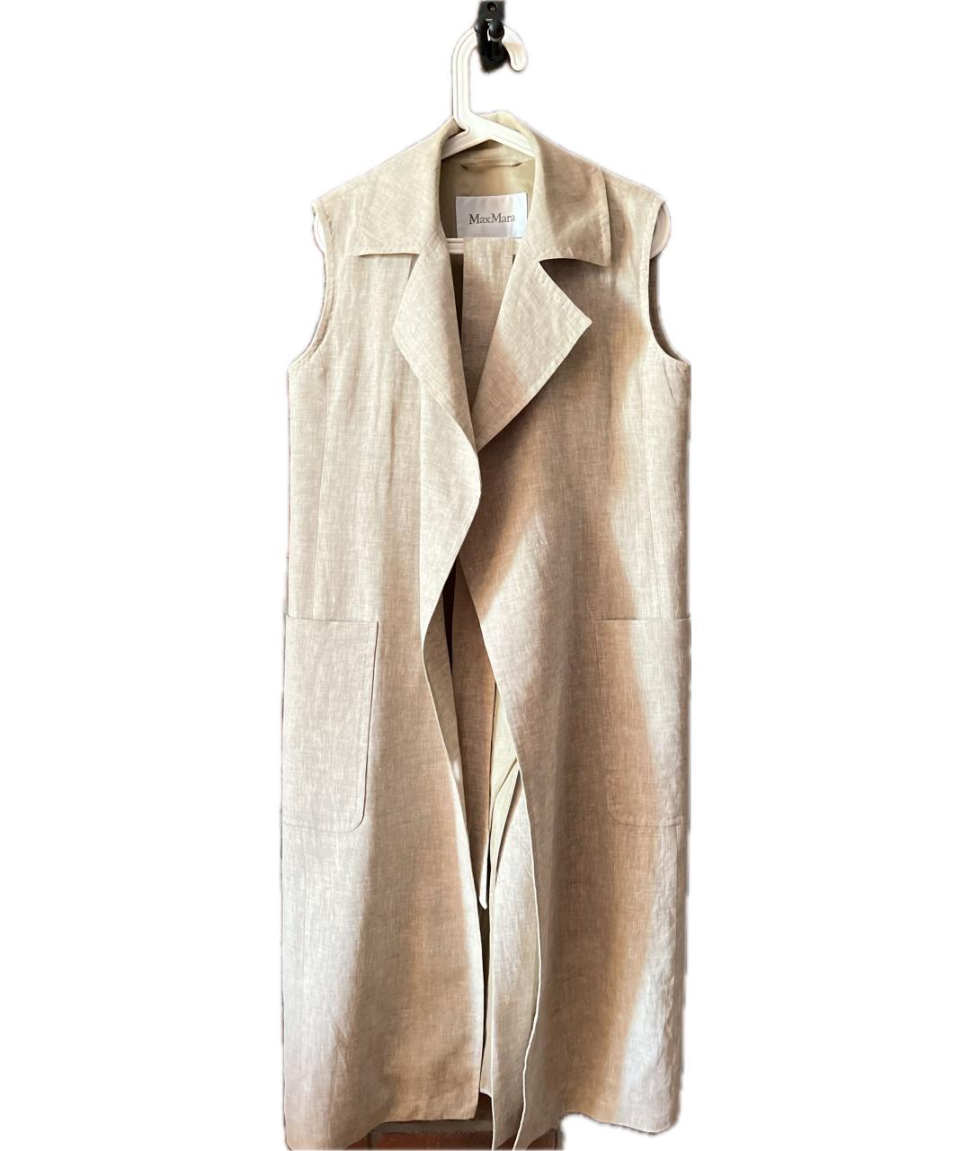 MAX MARA Бежевый льняной жилет, фото 9