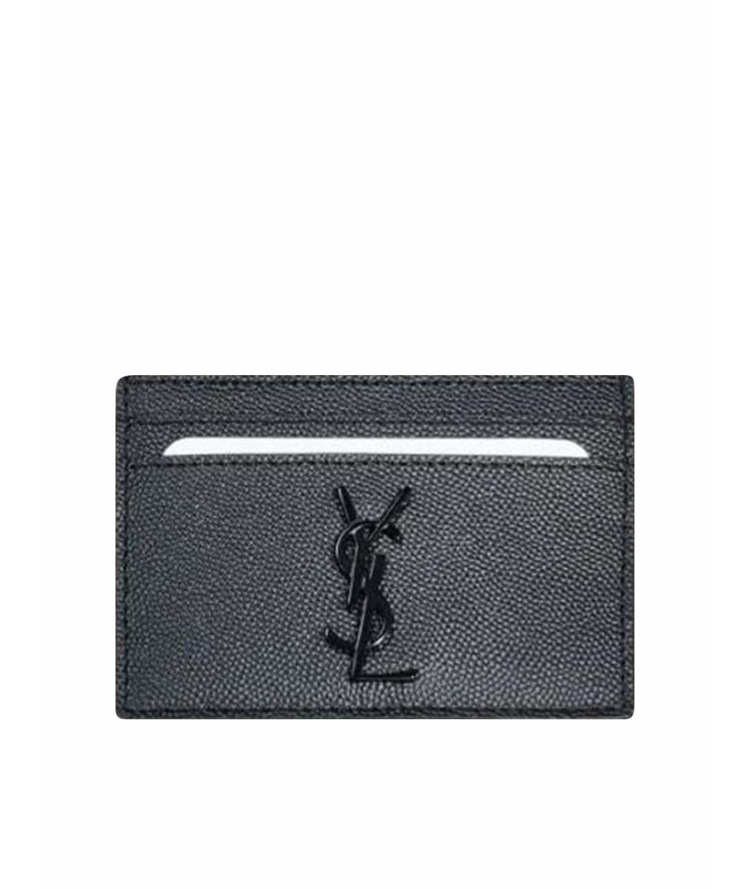 SAINT LAURENT Черный кожаный кардхолдер, фото 1