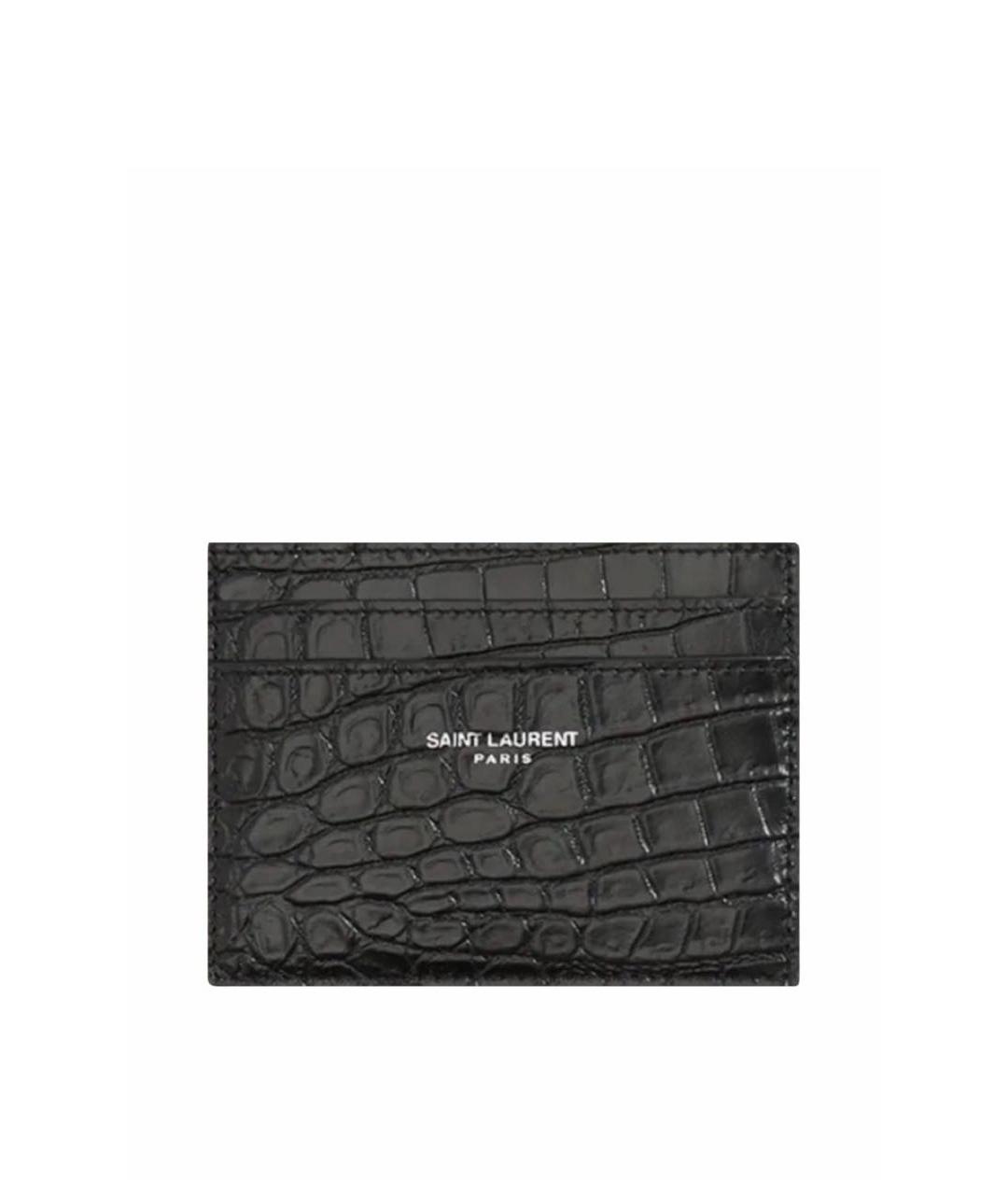 SAINT LAURENT Черный кожаный кардхолдер, фото 1
