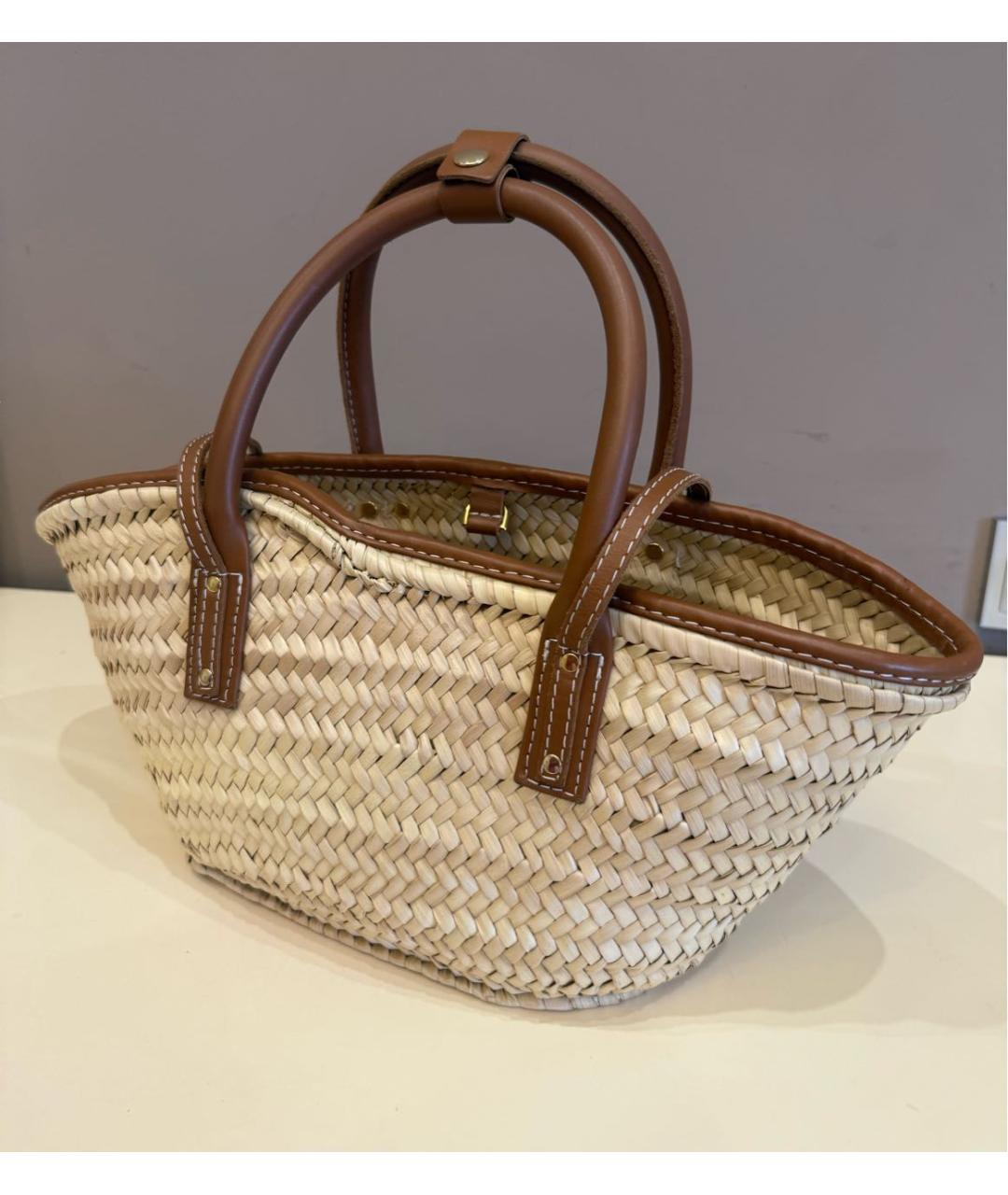 JACQUEMUS Коричневая пелетеная пляжная сумка, фото 2