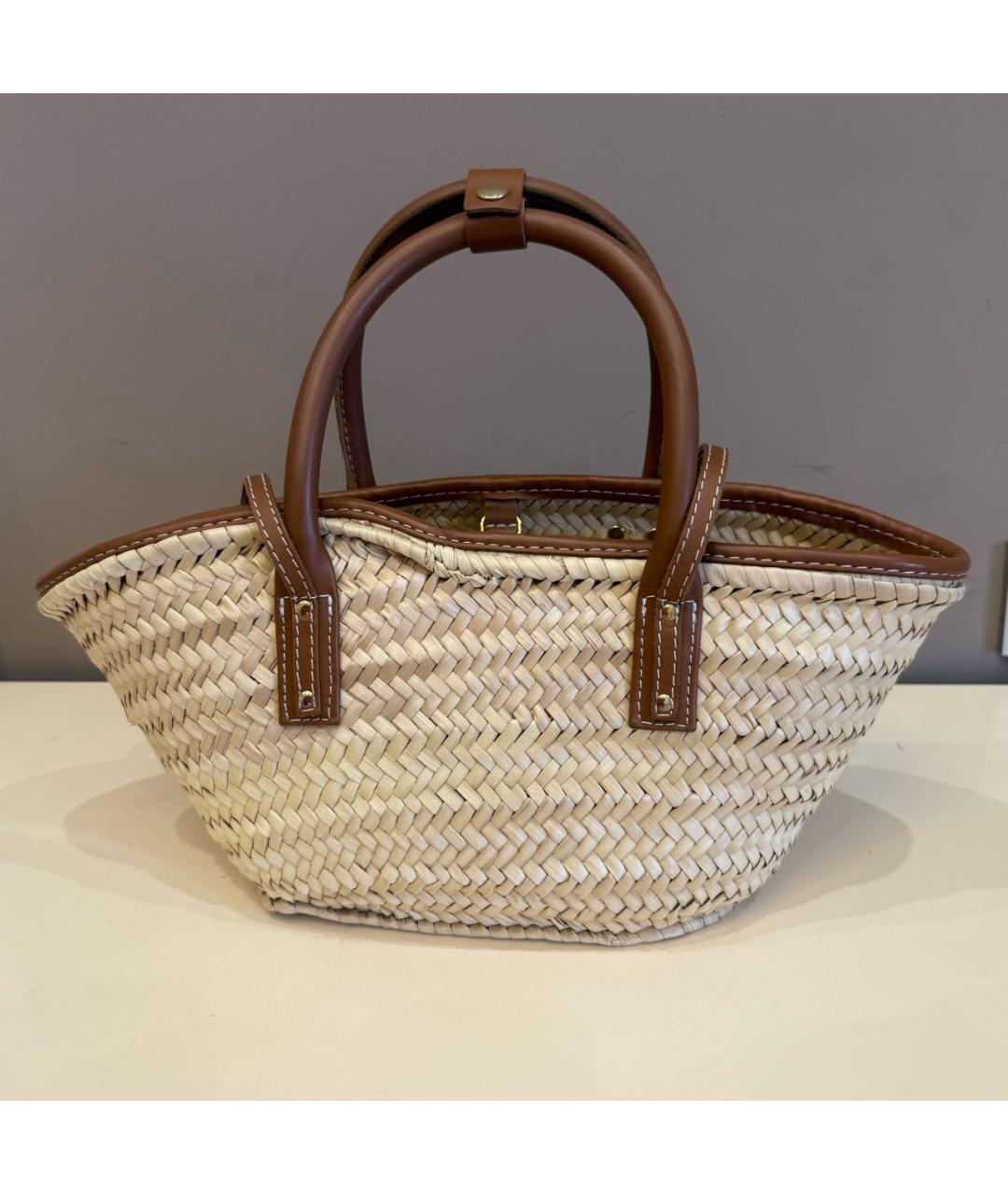 JACQUEMUS Коричневая пелетеная пляжная сумка, фото 3