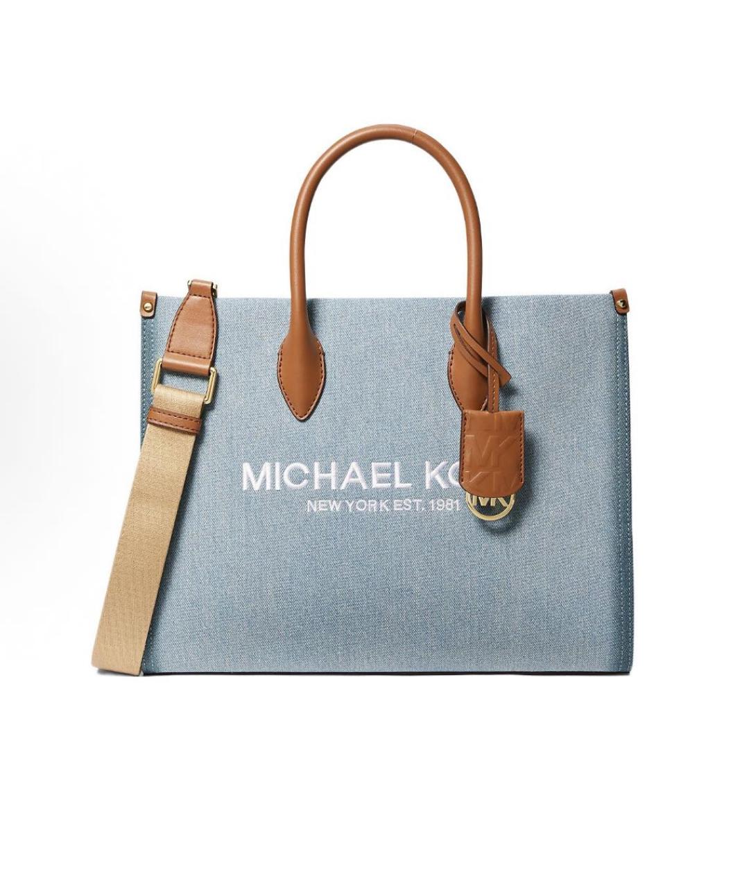 MICHAEL KORS Голубая деним сумка тоут, фото 5