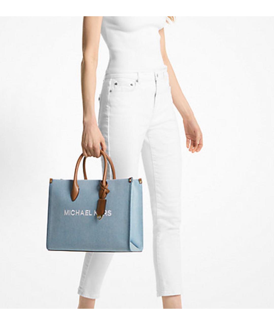 MICHAEL KORS Голубая деним сумка тоут, фото 4
