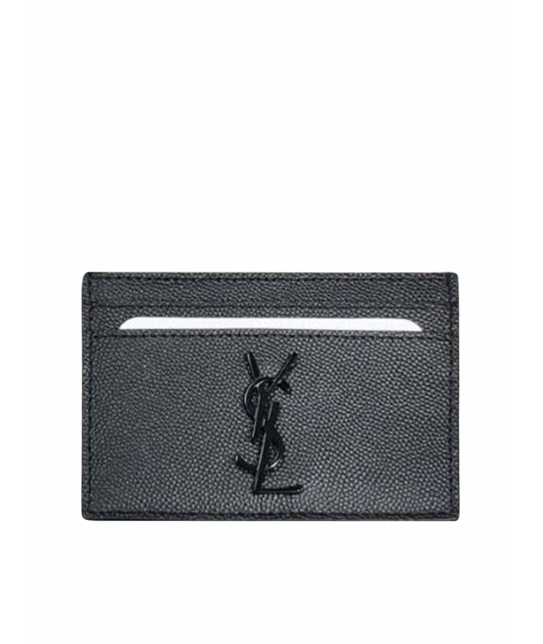 SAINT LAURENT Черный кожаный кардхолдер, фото 1