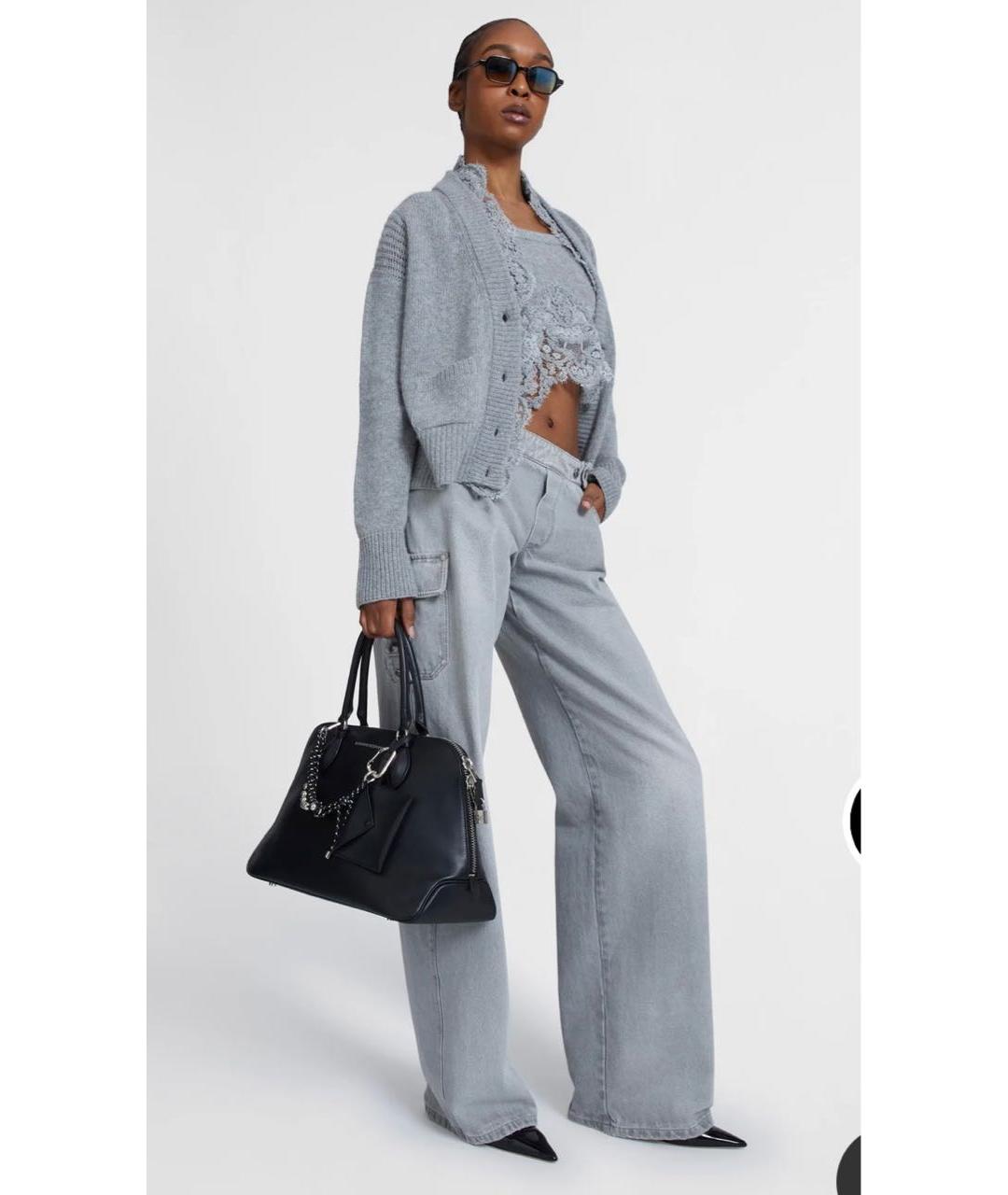 ERMANNO SCERVINO Антрацитовые хлопковые прямые джинсы, фото 6