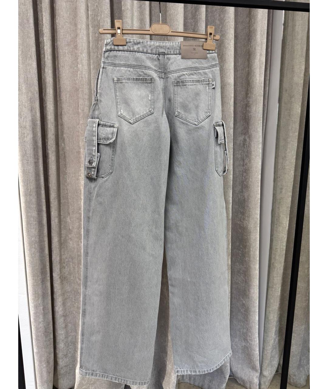 ERMANNO SCERVINO Антрацитовые хлопковые прямые джинсы, фото 3