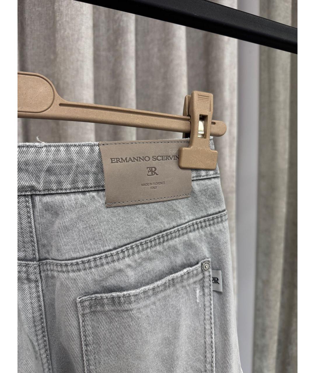 ERMANNO SCERVINO Антрацитовые хлопковые прямые джинсы, фото 5
