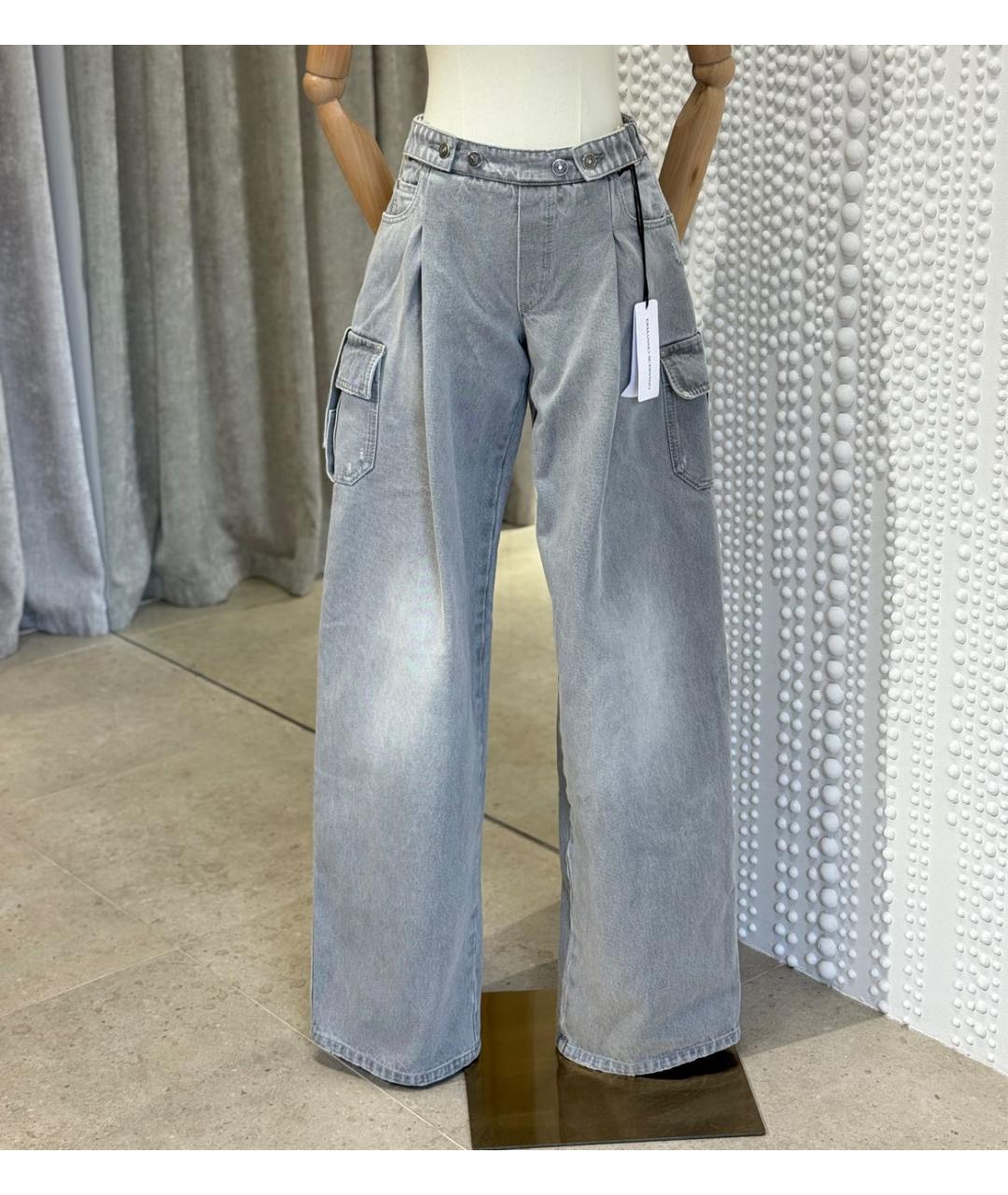 ERMANNO SCERVINO Антрацитовые хлопковые прямые джинсы, фото 2