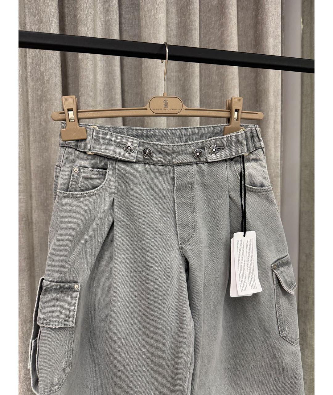 ERMANNO SCERVINO Антрацитовые хлопковые прямые джинсы, фото 4