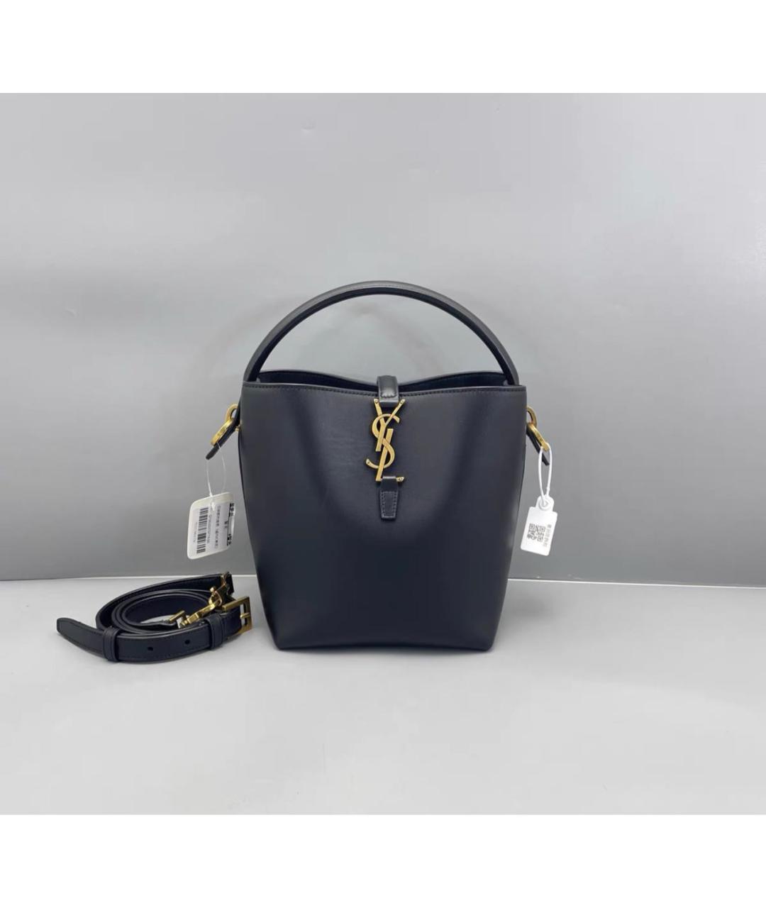 SAINT LAURENT Черная кожаная сумка через плечо, фото 2