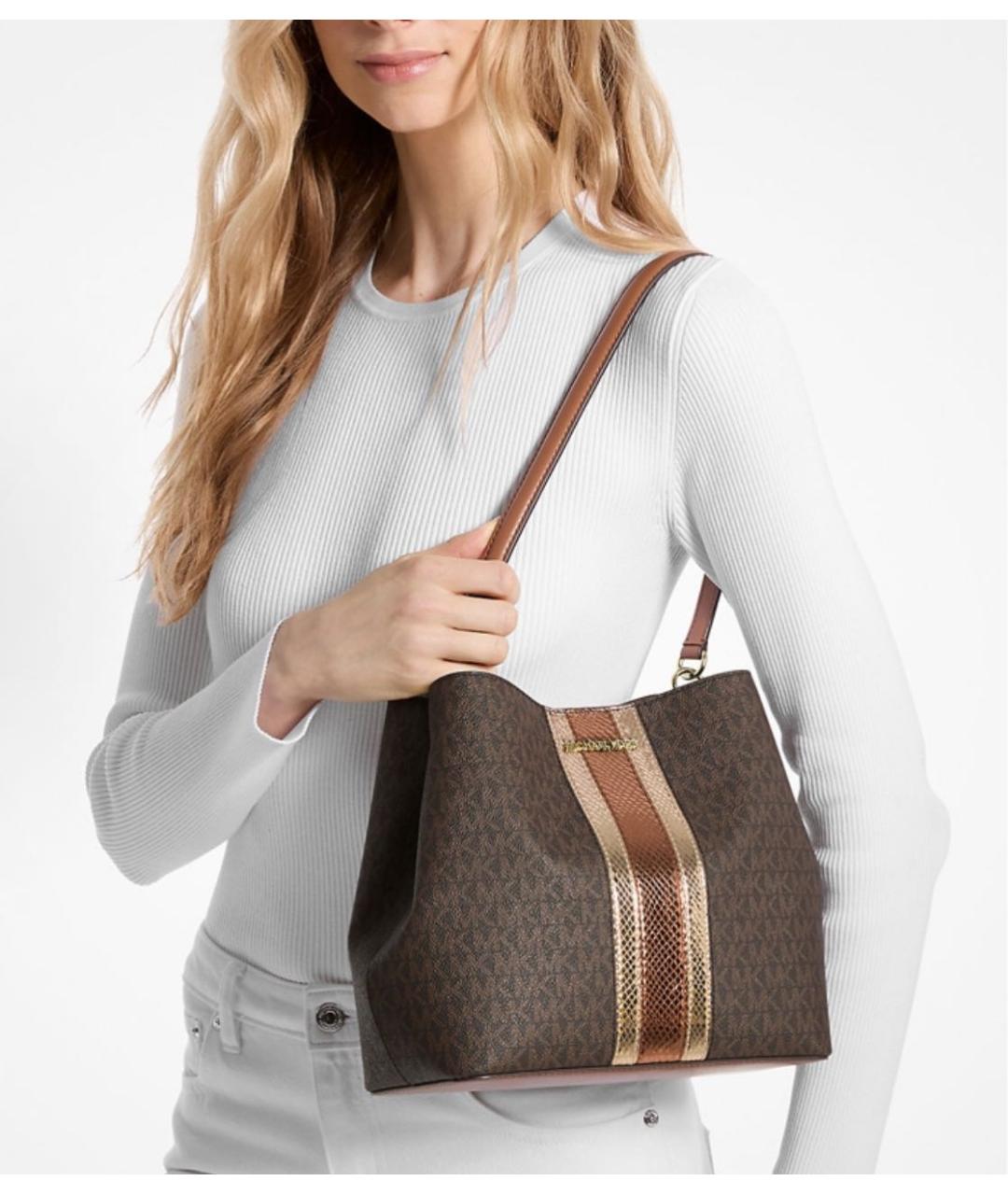 MICHAEL KORS Коричневая сумка с короткими ручками из искусственной кожи, фото 3