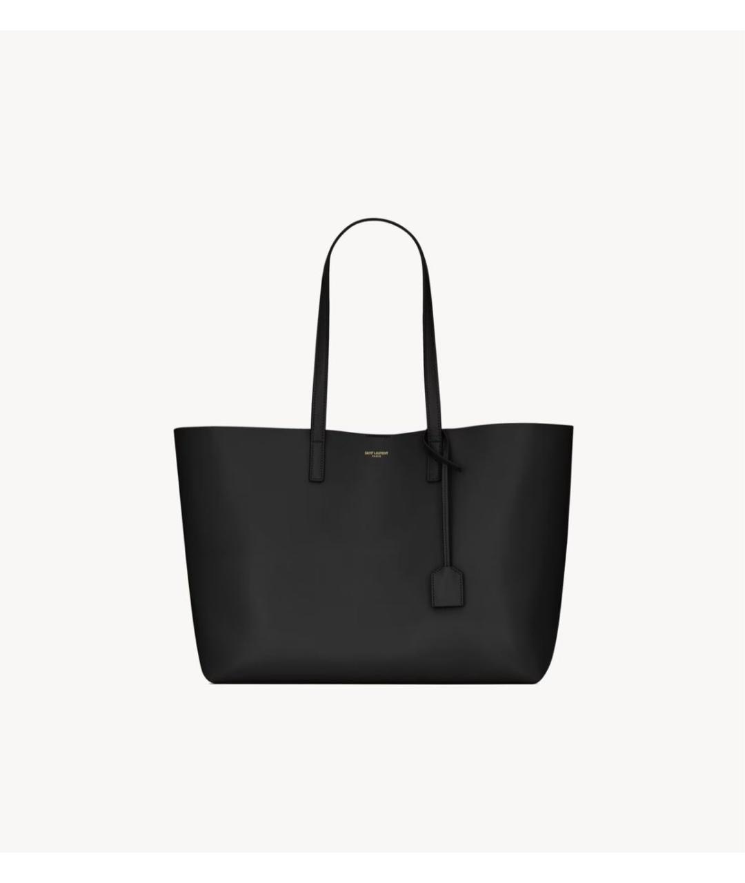 SAINT LAURENT Черная кожаная сумка тоут, фото 6