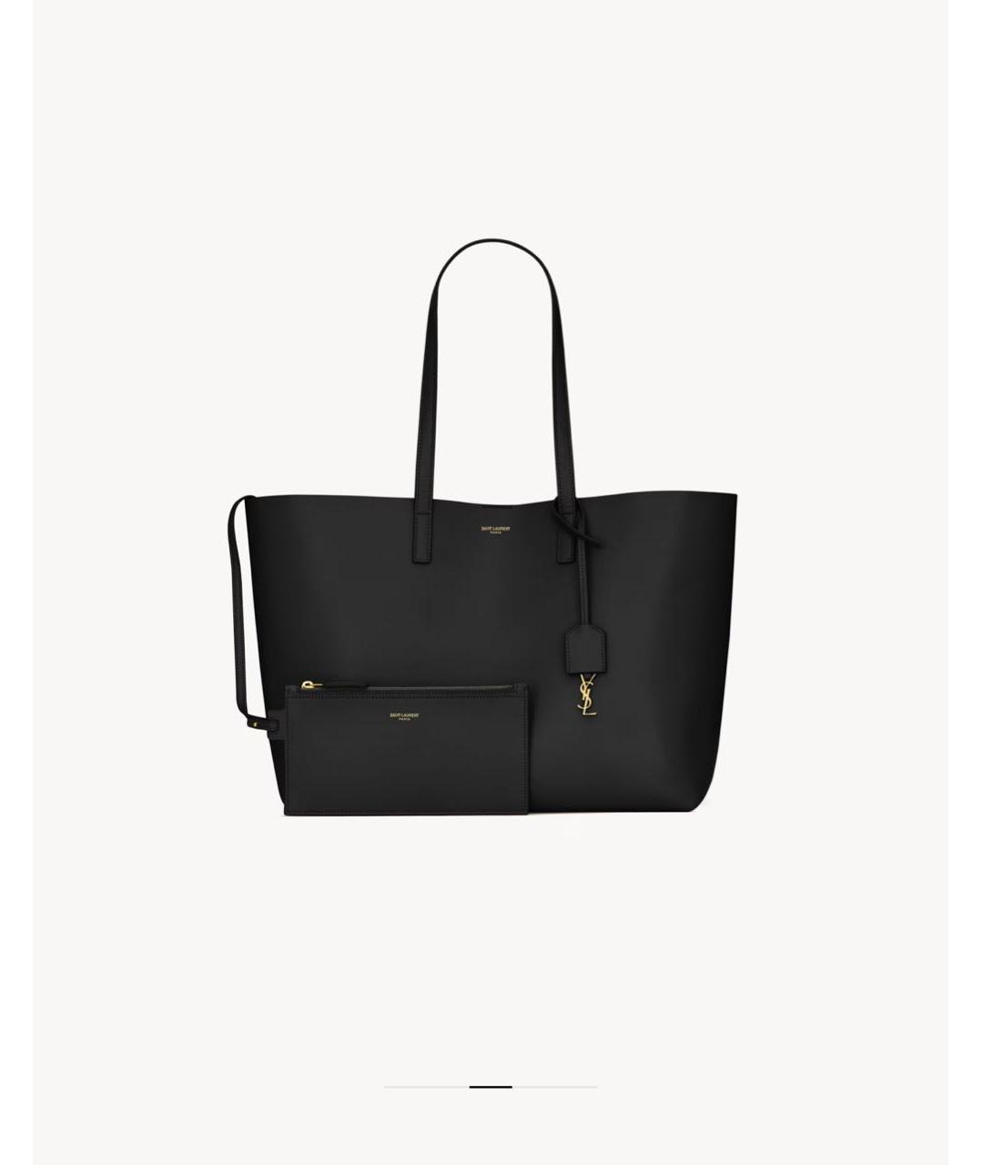 SAINT LAURENT Черная кожаная сумка тоут, фото 3