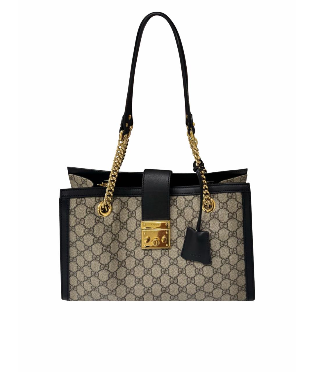 GUCCI Бежевая кожаная сумка тоут, фото 1