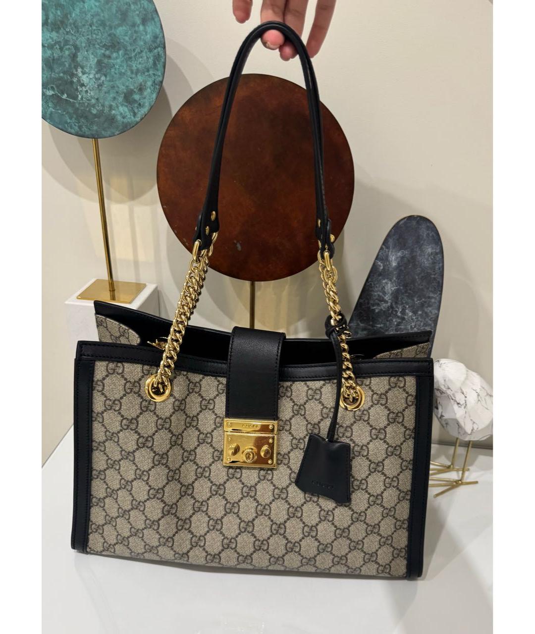 GUCCI Бежевая кожаная сумка тоут, фото 8