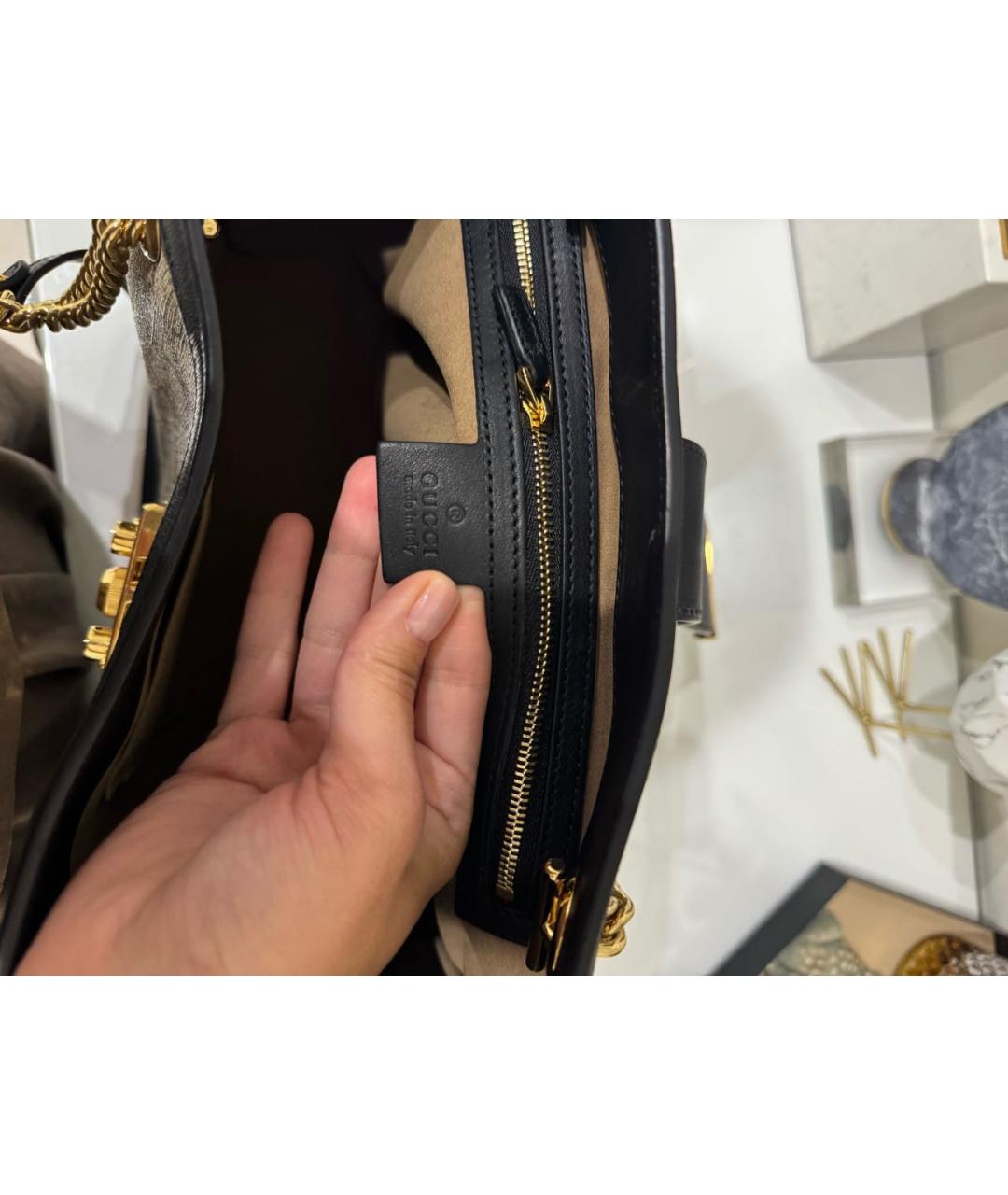 GUCCI Бежевая кожаная сумка тоут, фото 7