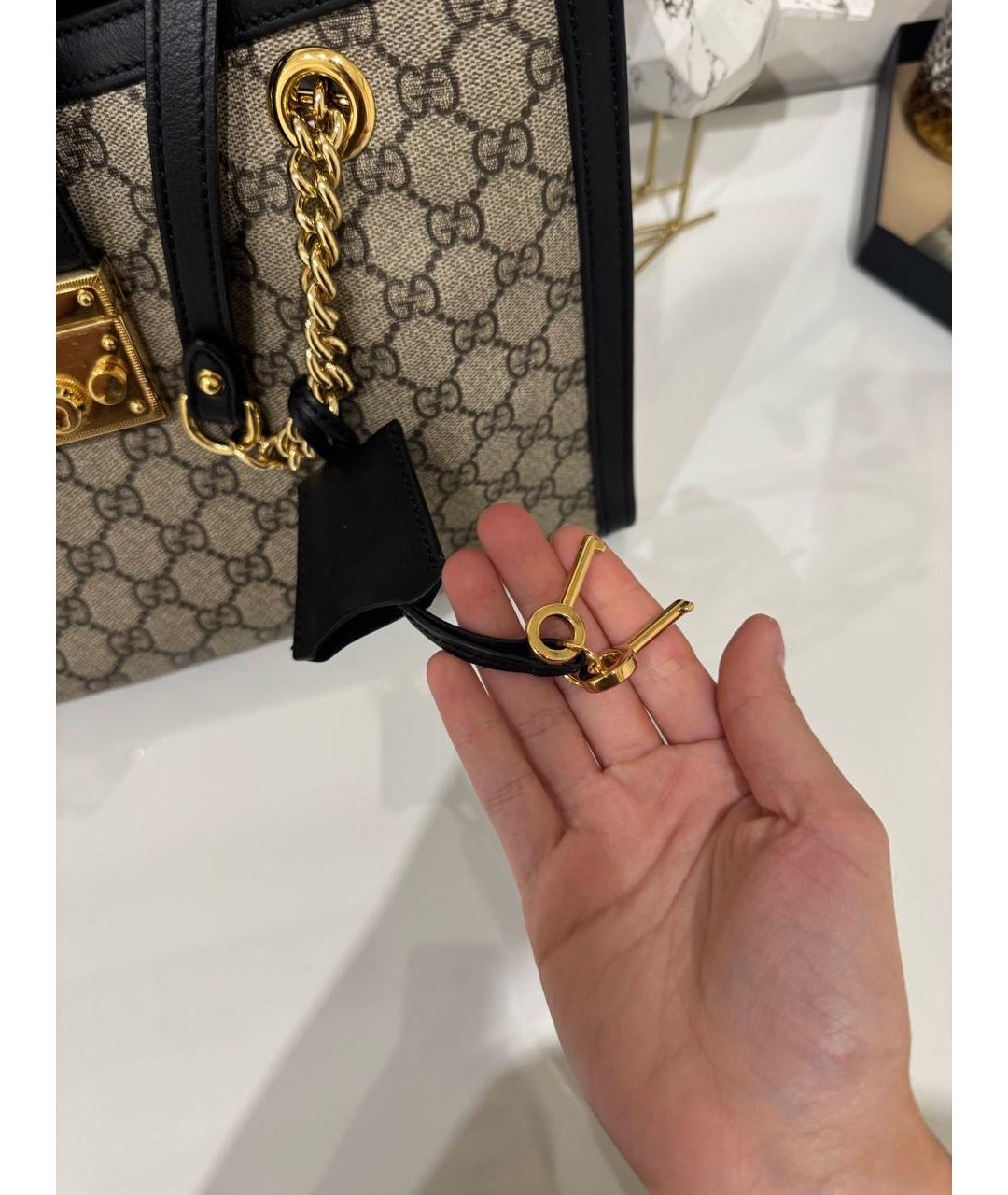 GUCCI Бежевая кожаная сумка тоут, фото 5