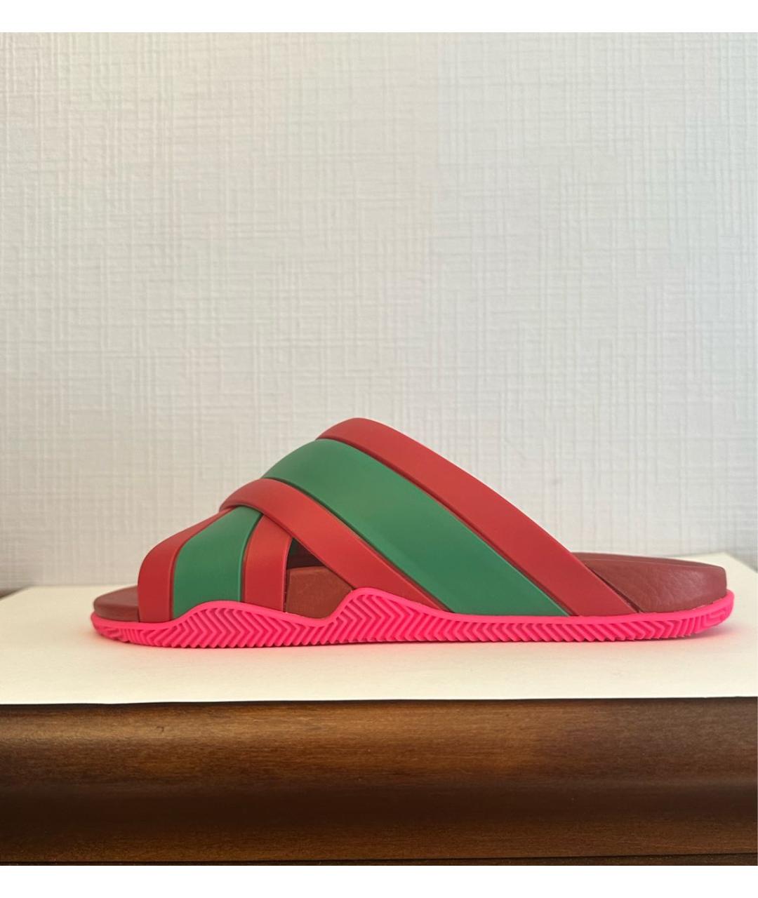 GUCCI Красные резиновые шлепанцы, фото 7