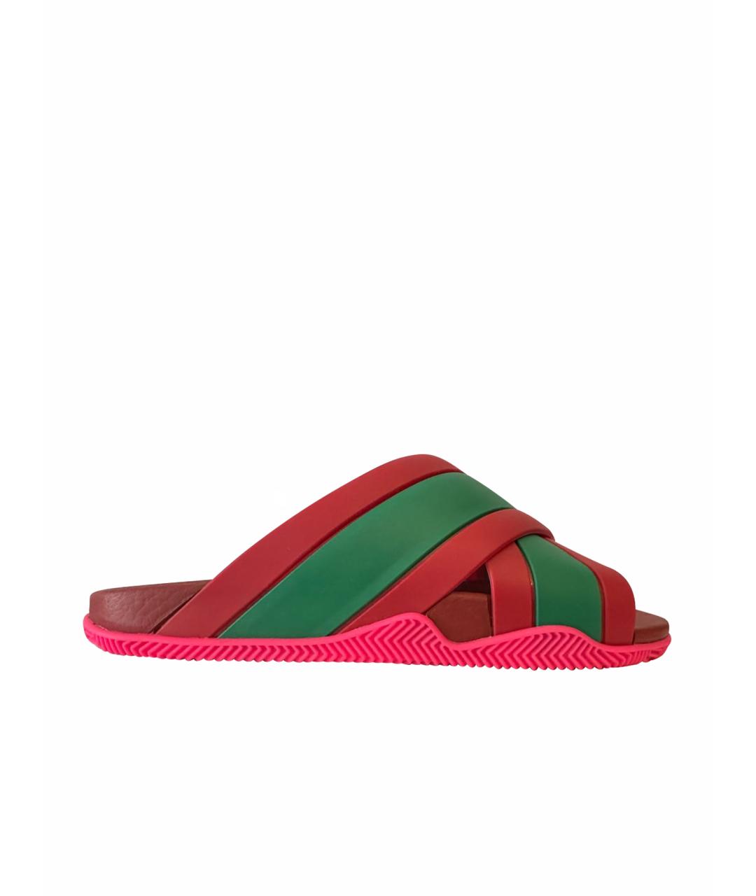 GUCCI Красные резиновые шлепанцы, фото 1