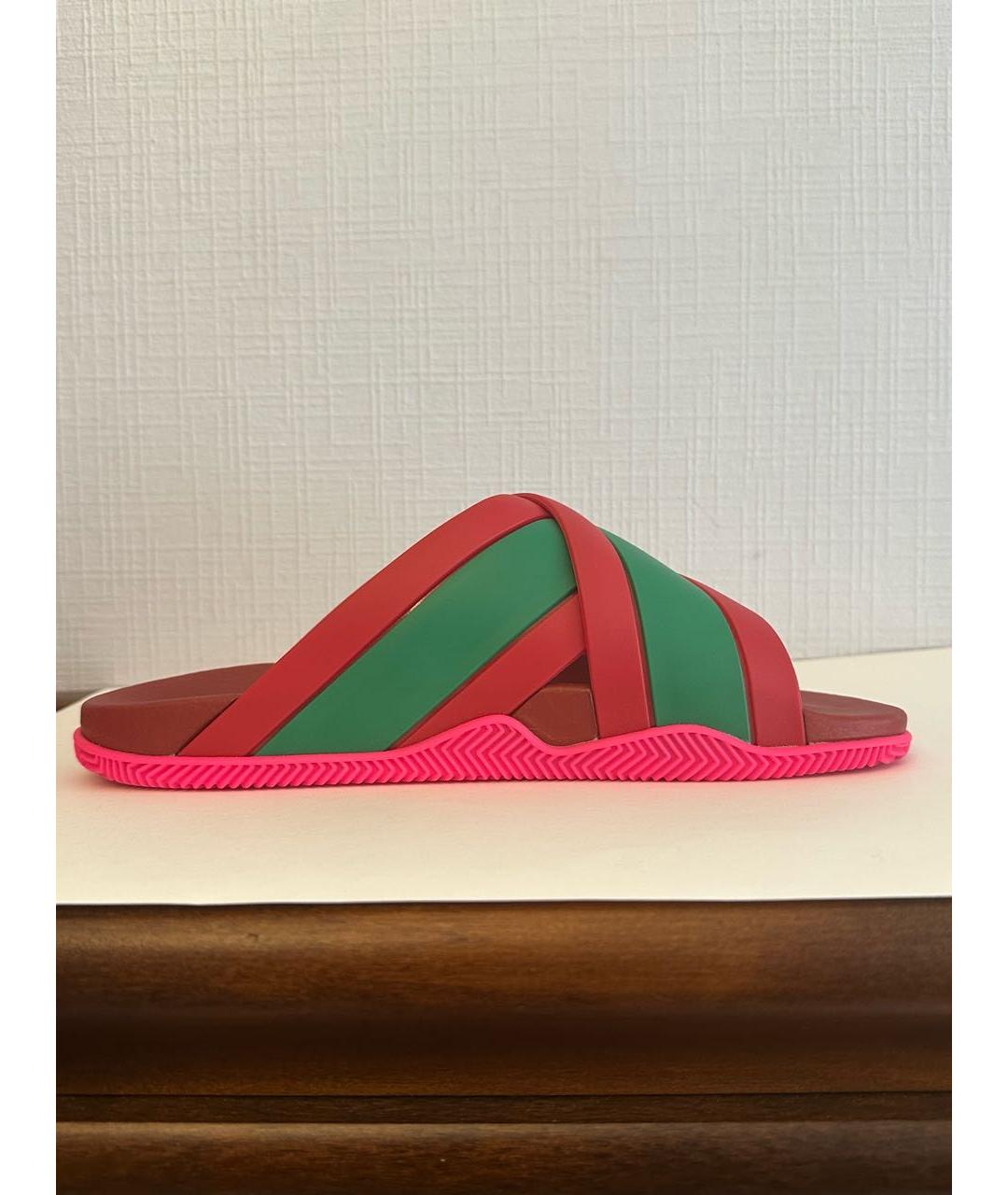 GUCCI Красные резиновые шлепанцы, фото 8