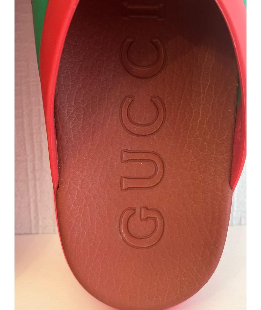 GUCCI Красные резиновые шлепанцы, фото 5