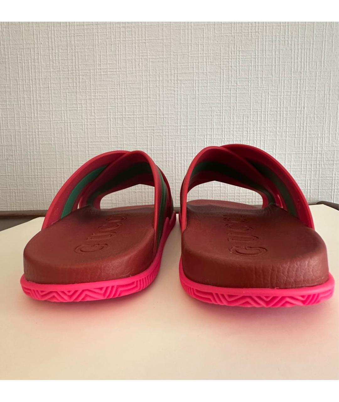 GUCCI Красные резиновые шлепанцы, фото 4