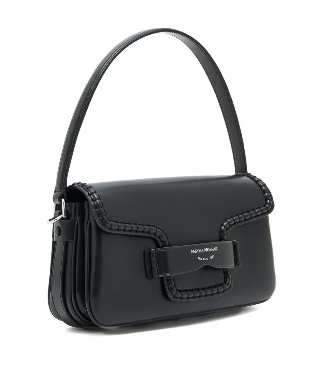 EMPORIO ARMANI Черная кожаная сумка через плечо, фото 4