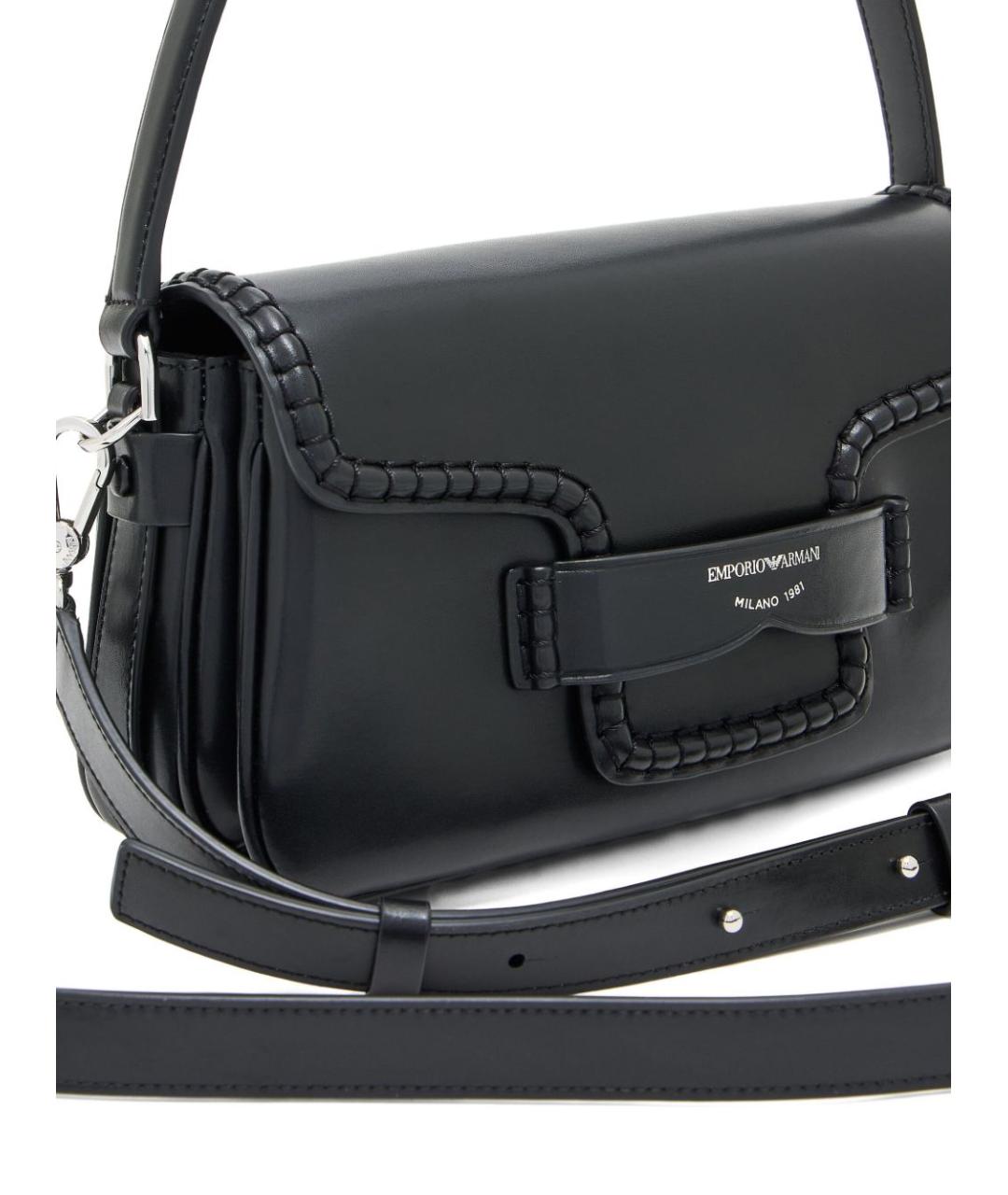 EMPORIO ARMANI Черная кожаная сумка через плечо, фото 5