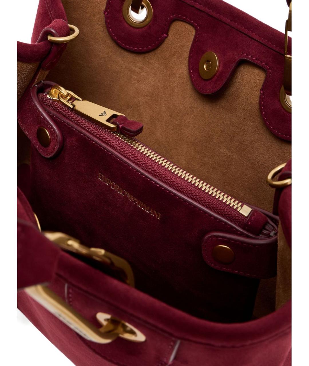 EMPORIO ARMANI Бордовая синтетическая сумка тоут, фото 6