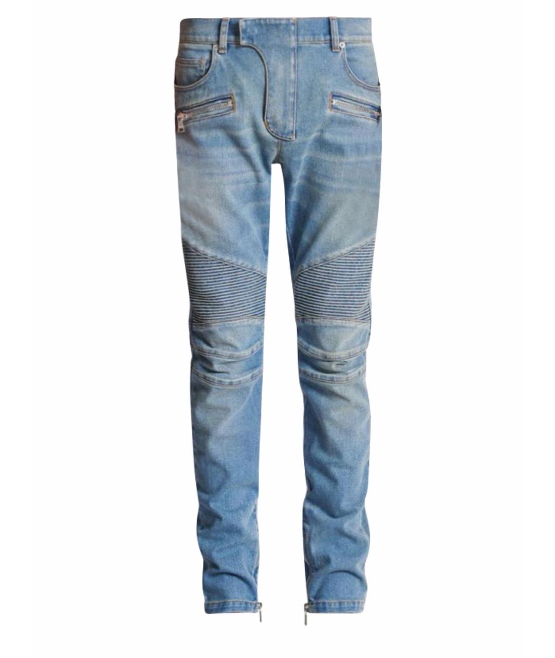 BALMAIN Голубые хлопковые джинсы скинни, фото 1