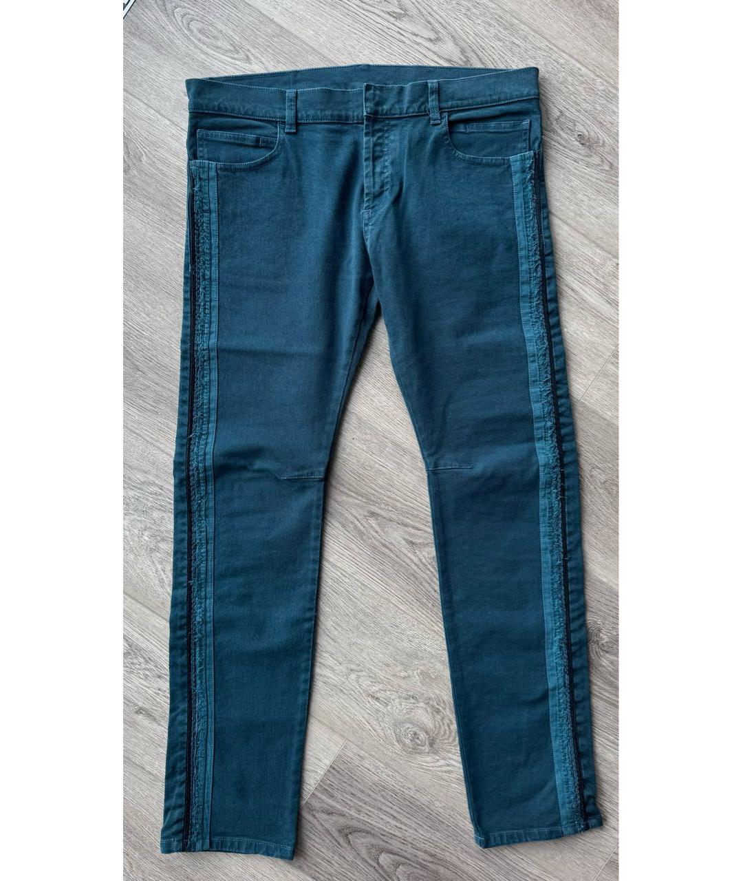 BALMAIN Бирюзовые хлопко-эластановые джинсы скинни, фото 9