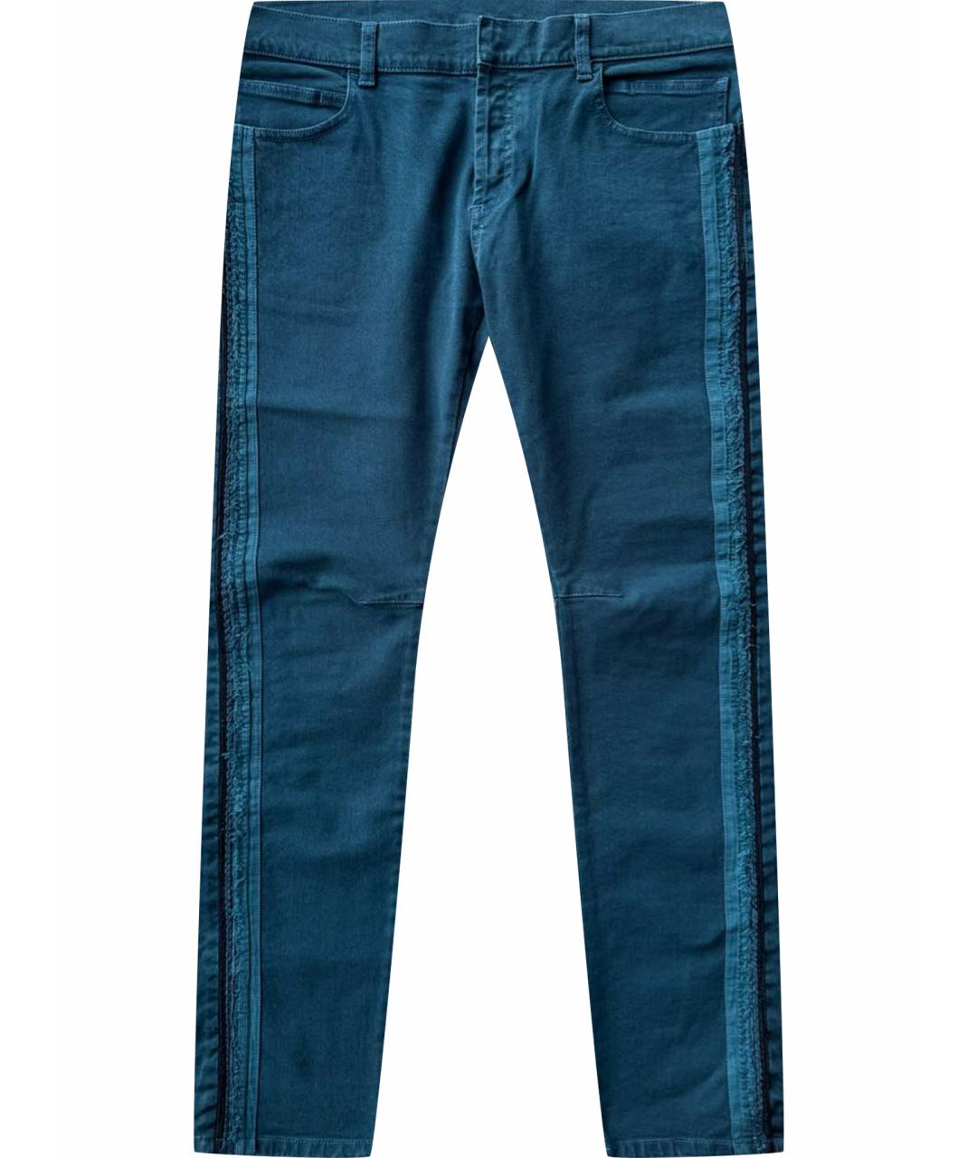BALMAIN Бирюзовые хлопко-эластановые джинсы скинни, фото 1