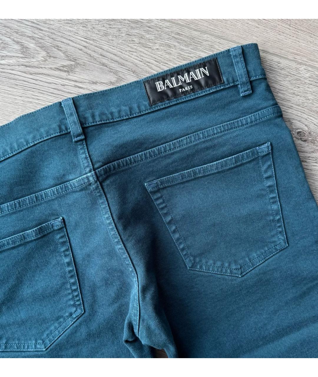 BALMAIN Бирюзовые хлопко-эластановые джинсы скинни, фото 7