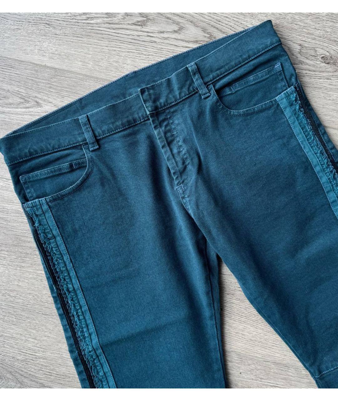 BALMAIN Бирюзовые хлопко-эластановые джинсы скинни, фото 3