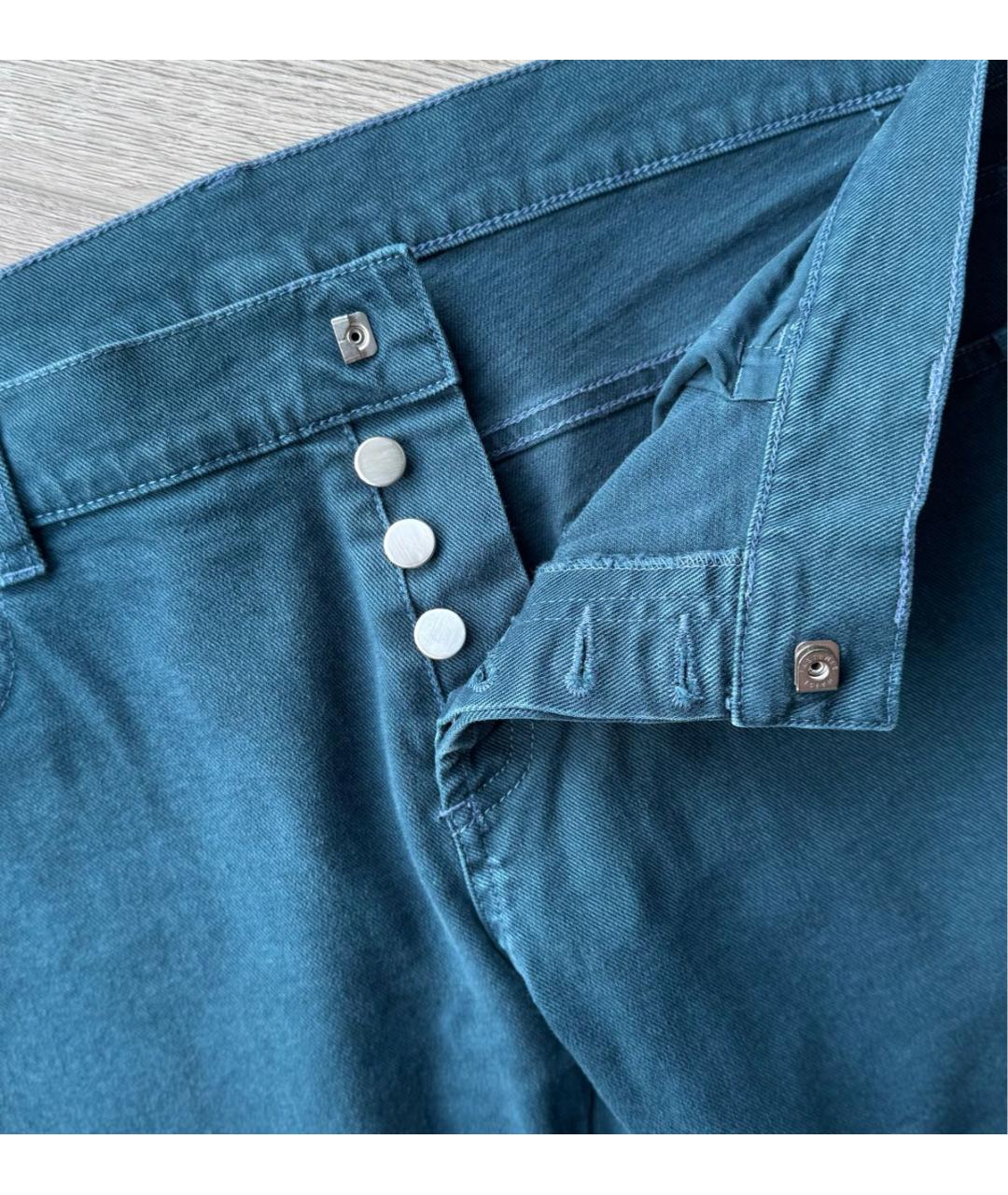 BALMAIN Бирюзовые хлопко-эластановые джинсы скинни, фото 4