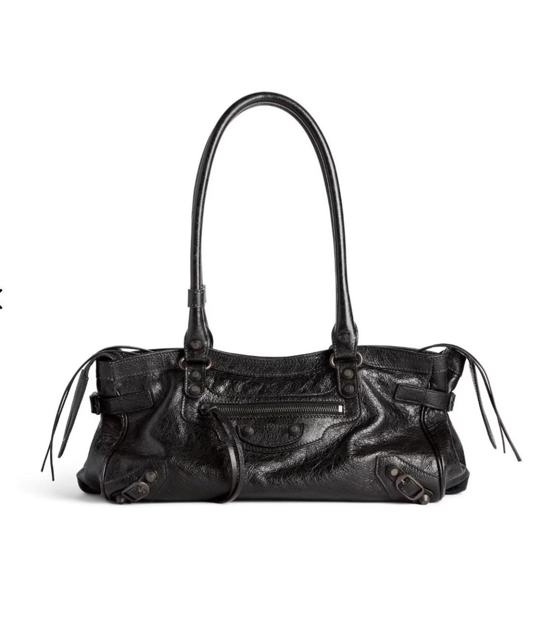 BALENCIAGA Черная кожаная сумка тоут, фото 1