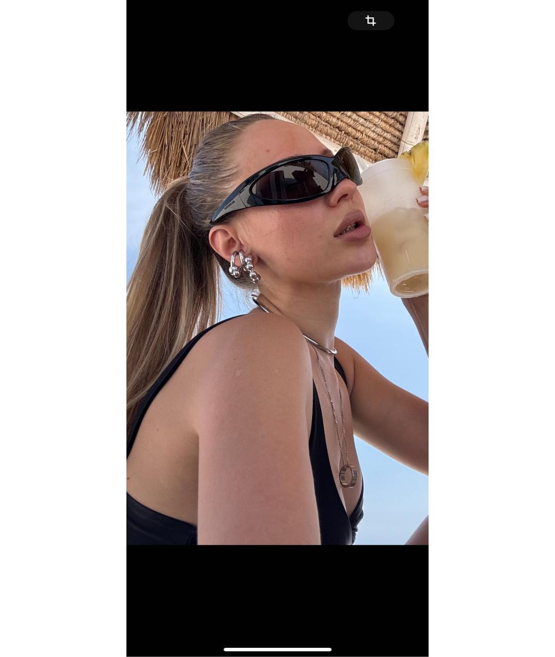 BALENCIAGA Черные пластиковые солнцезащитные очки, фото 5