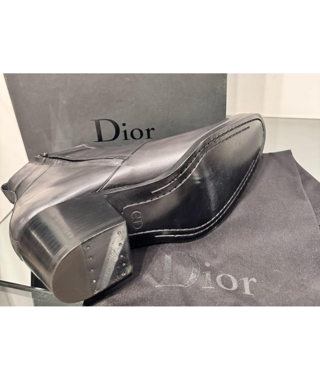 CHRISTIAN DIOR Антрацитовые кожаные высокие ботинки, фото 5