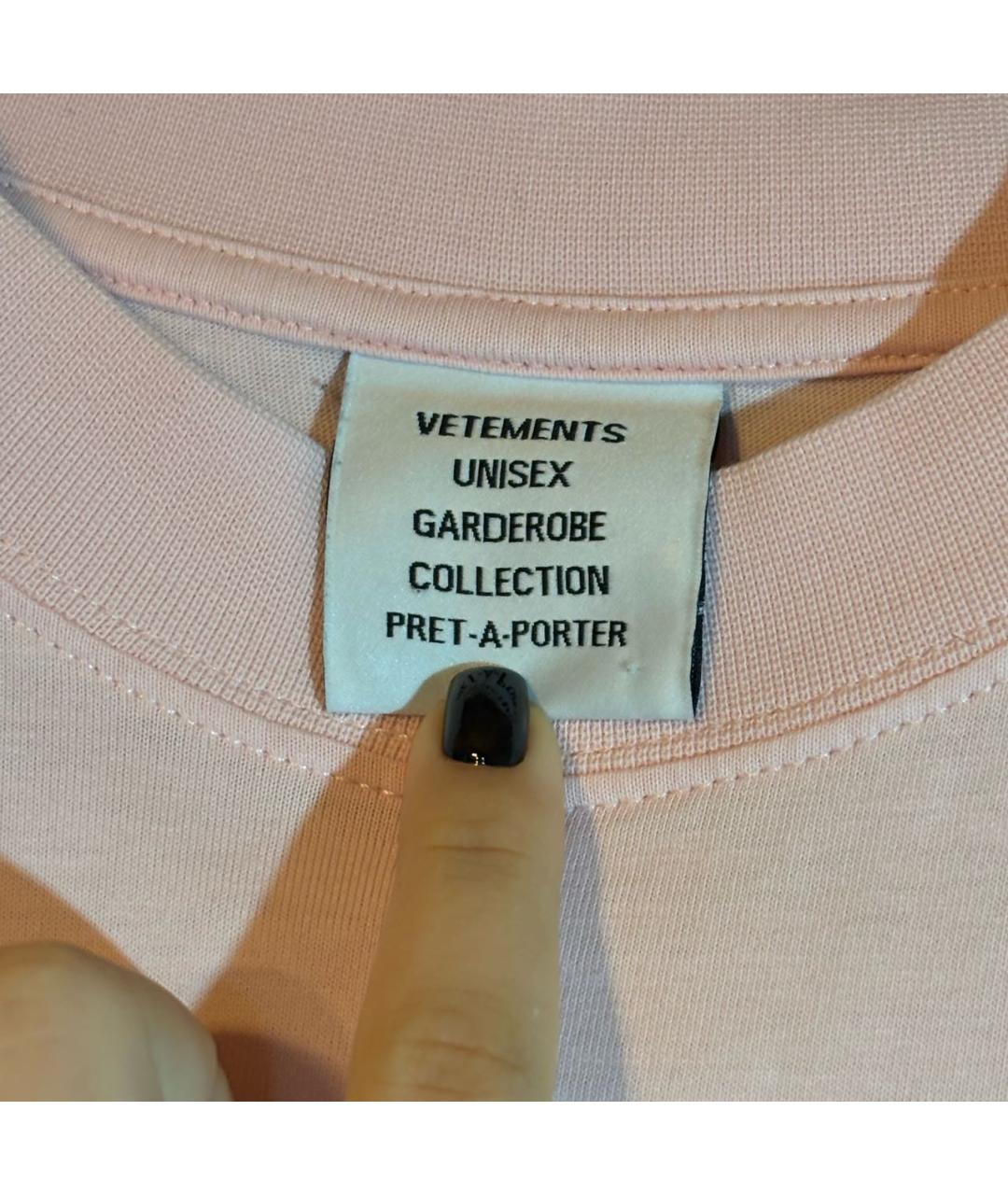 VETEMENTS Розовая хлопковая футболка, фото 5