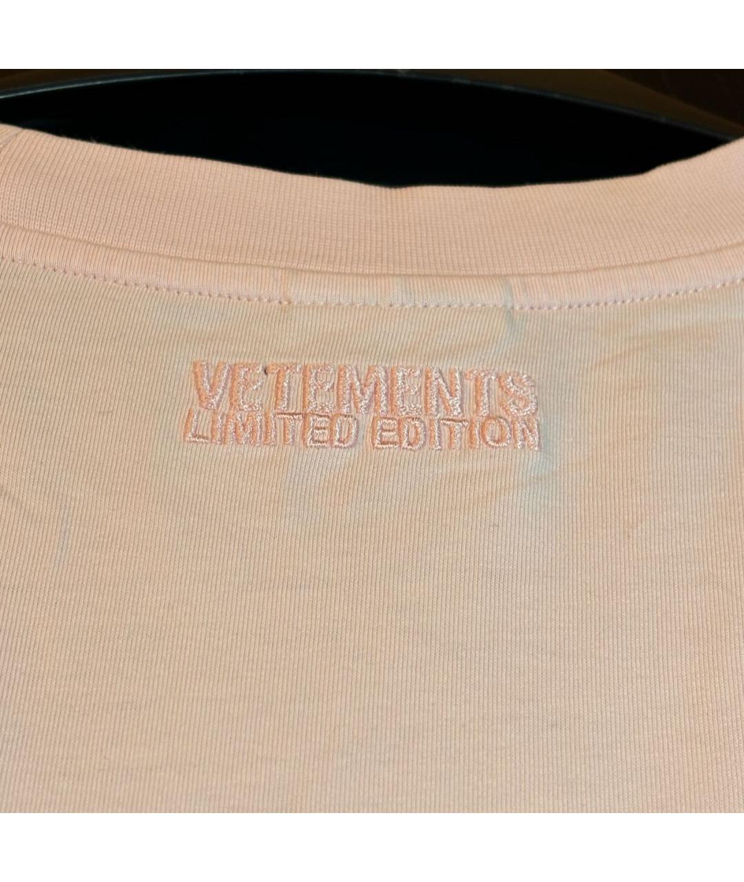 VETEMENTS Розовая хлопковая футболка, фото 4