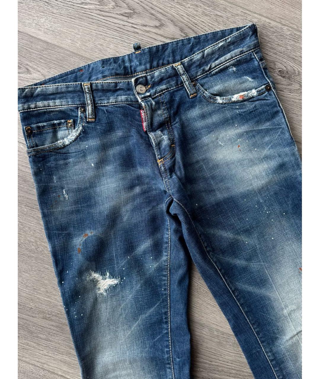 DSQUARED2 Голубые хлопко-эластановые джинсы скинни, фото 2