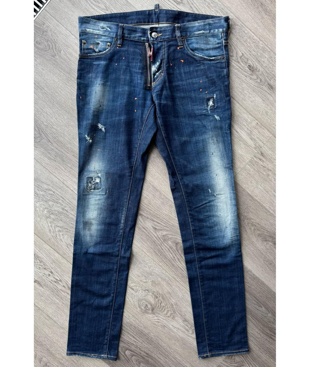 DSQUARED2 Синие хлопко-эластановые джинсы скинни, фото 8