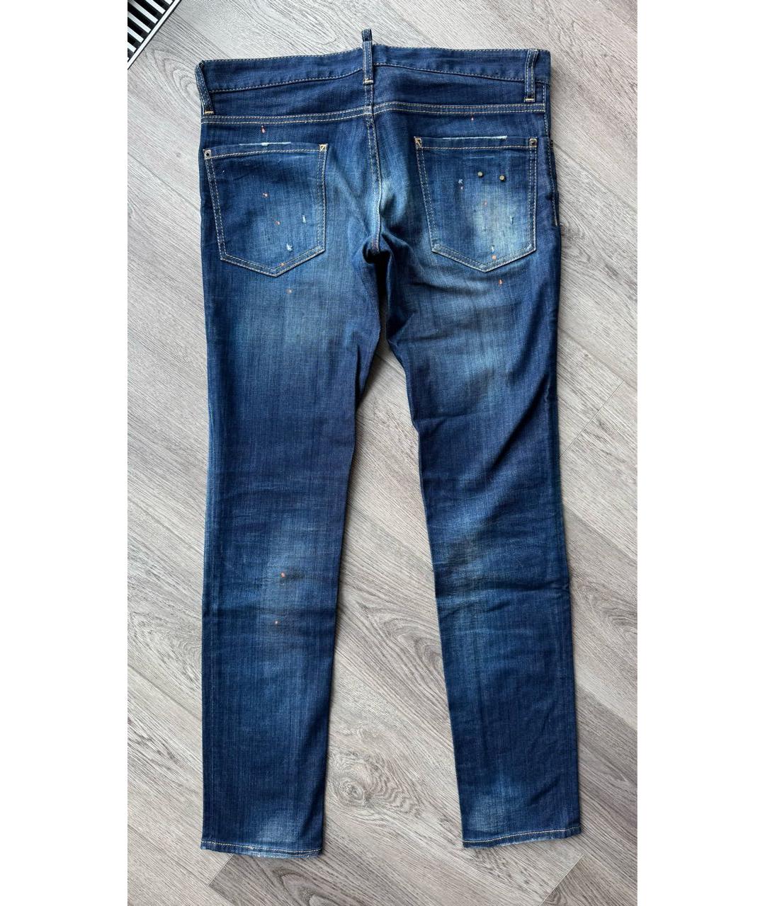 DSQUARED2 Синие хлопко-эластановые джинсы скинни, фото 5