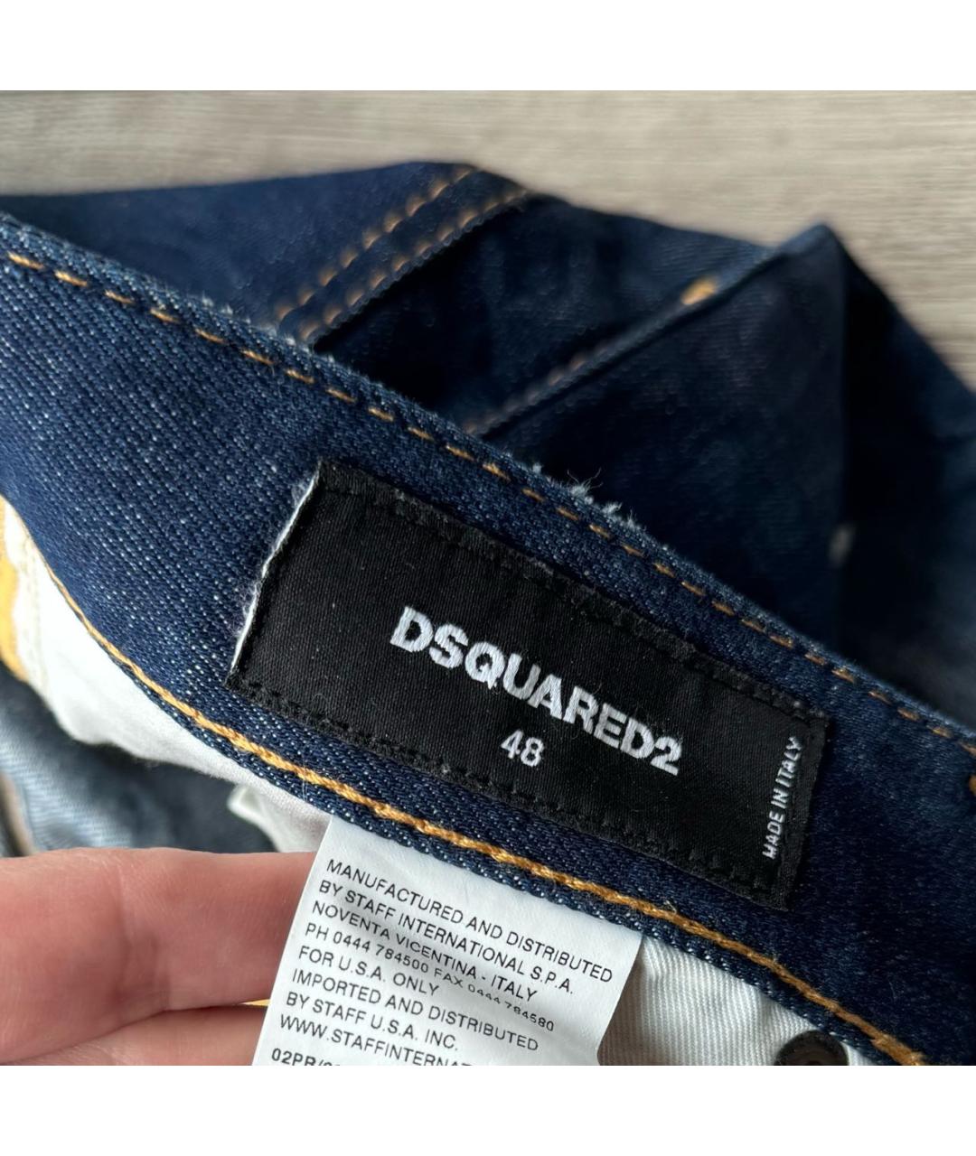 DSQUARED2 Синие хлопко-эластановые джинсы скинни, фото 4