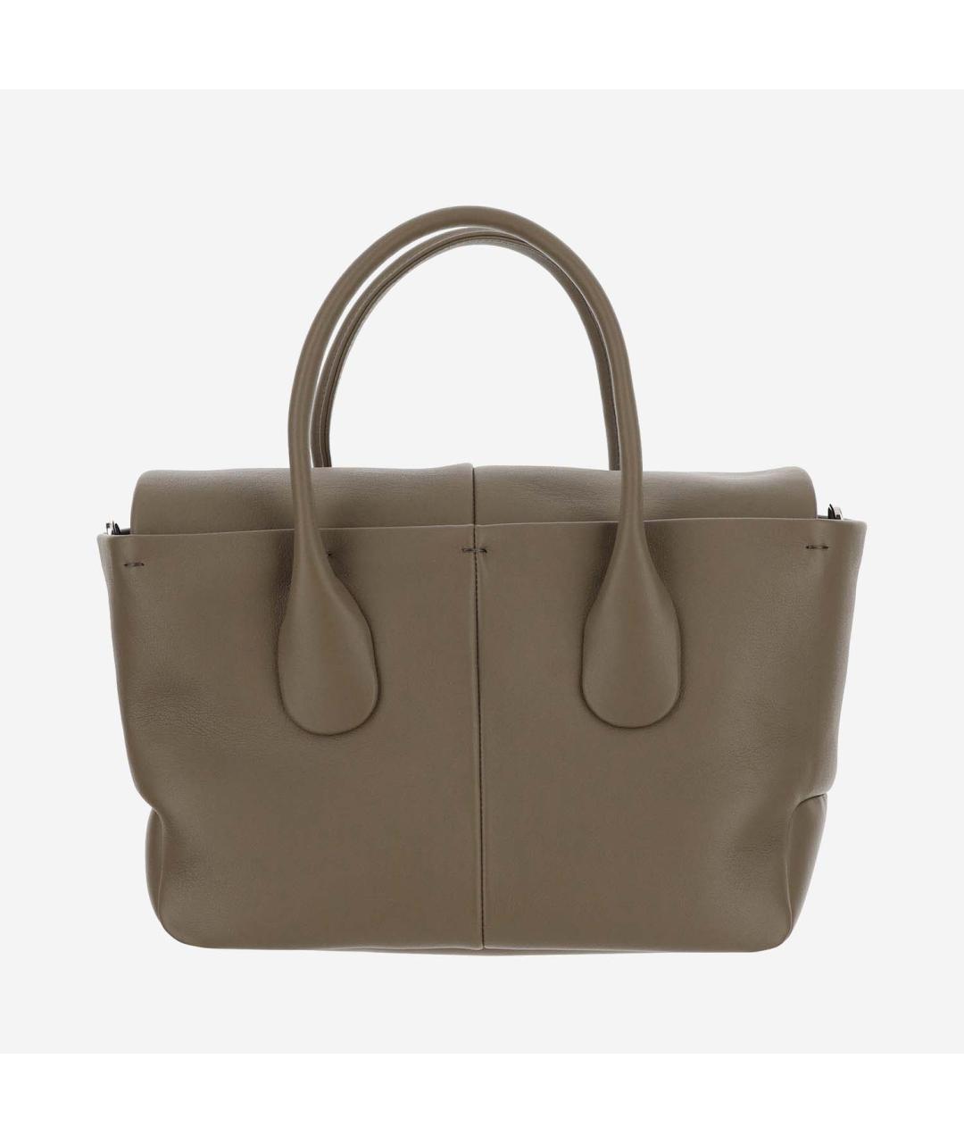 TOD'S Хаки кожаная сумка тоут, фото 4