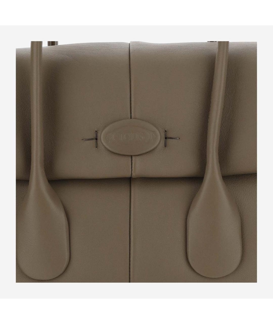 TOD'S Хаки кожаная сумка тоут, фото 5