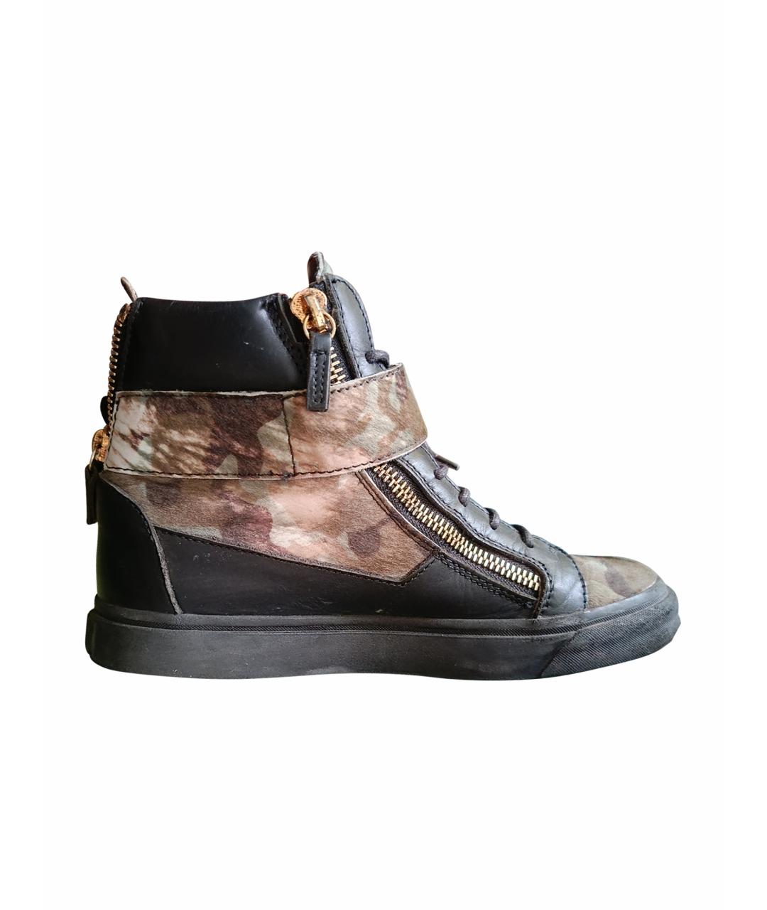 GIUSEPPE ZANOTTI DESIGN Черные кожаные кеды, фото 1